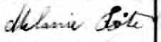 Signature de Melanie Côte: 3 juillet 1899 Signature de Melanie Côte: 3 juillet 1899