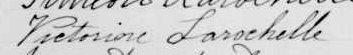 Signature de Victorine Larochelle: 17 février 1890 Signature de Victorine Larochelle: 17 février 1890